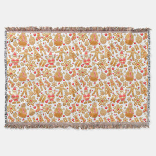 Santa & Snowman Gingerbread Christmas Cookies Throw Blanket