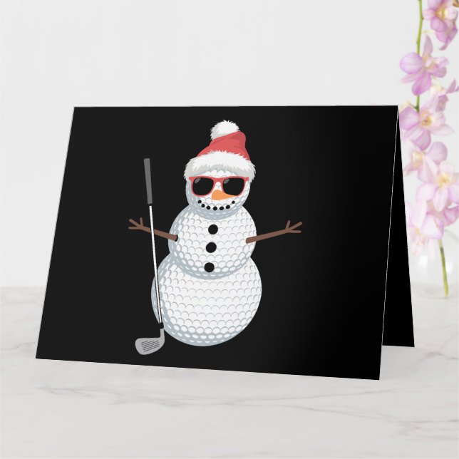 Santa Snowman Golf Ball Christmas Golfer Gift  Card (Orchid)