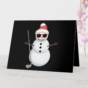 Santa Snowman Golf Ball Christmas Golfer Gift Card