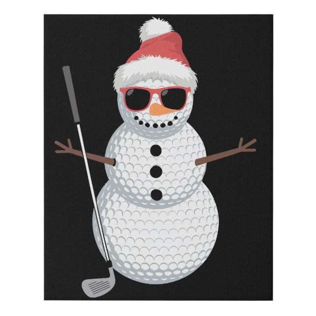 Santa Snowman Golf Ball Christmas Golfer Gift  Faux Canvas Print (Front)