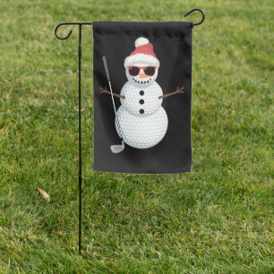 Santa Snowman Golf Ball Christmas Golfer Gift Garden Flag