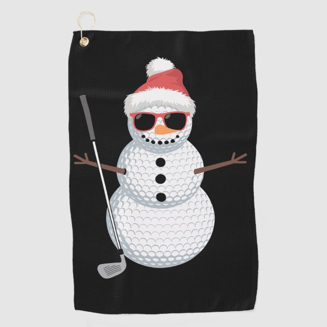 Santa Snowman Golf Ball Christmas Golfer Gift  Golf Towel (Front)