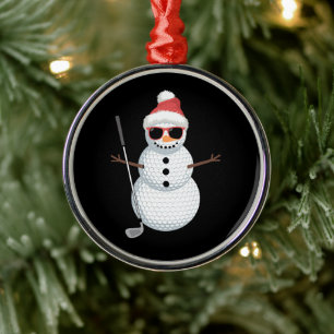 Santa Snowman Golf Ball Christmas Golfer Gift Metal Ornament