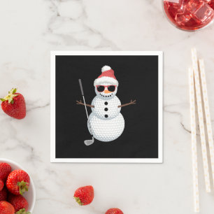 Santa Snowman Golf Ball Christmas Golfer Gift  Napkins