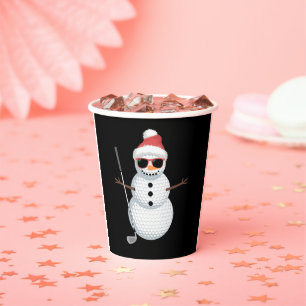 Santa Snowman Golf Ball Christmas Golfer Gift  Paper Cups