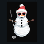 Santa Snowman Golf Ball Christmas Golfer Gift  Photo Print<br><div class="desc">Santa Snowman Golf Ball Christmas Golfer Gift</div>
