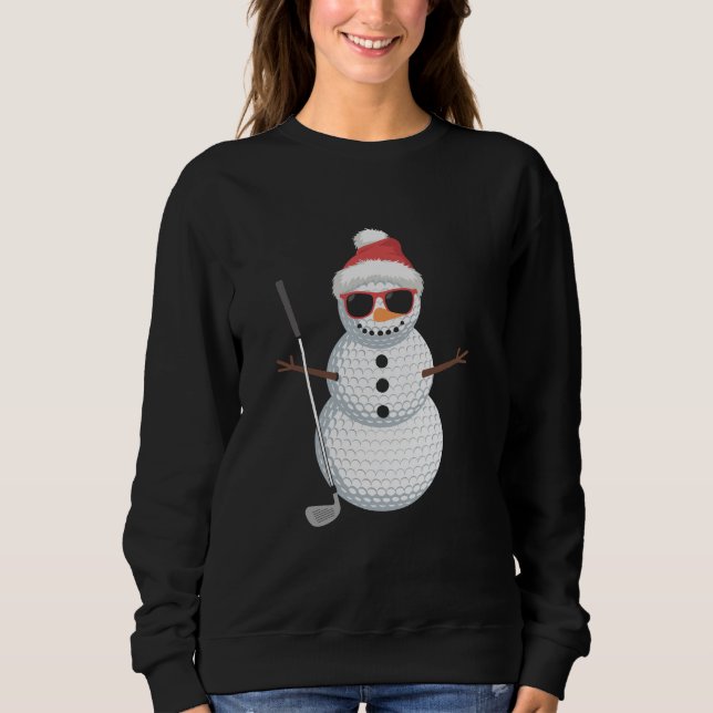 Santa Snowman Golf Ball Christmas Golfer Gift  Sweatshirt (Front)
