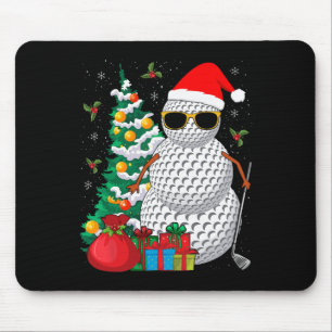 Santa Snowman Golf Ball Christmas Golfer Mouse Pad