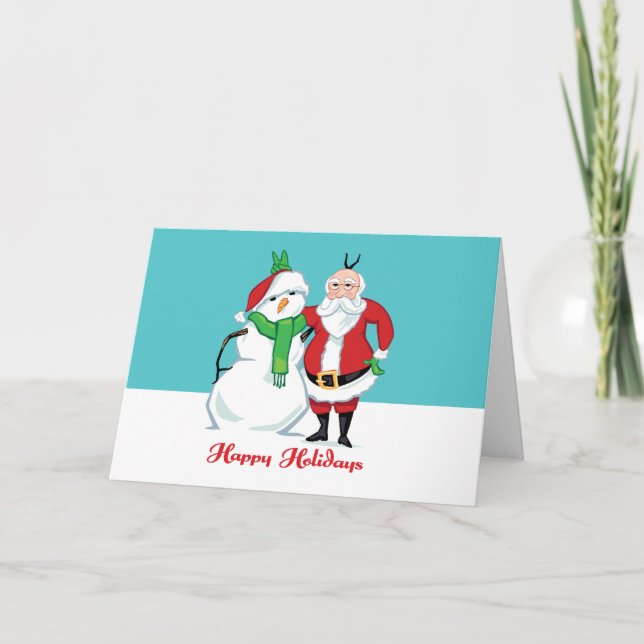 Santa Snowman Photo Holiday Card (Front)