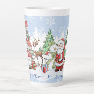 Santa Snowman Reindeer Christmas Latte Mug