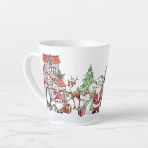 Santa Snowman Reindeer Christmas Latte Mug