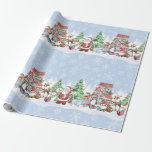 Santa Snowman Reindeer Christmas Wrapping Paper<br><div class="desc">Wrapping paper with Christmas images of Santa Claus,  Snowman,  Reindeer,  Penguin and Santa cat in winter snowy forest</div>