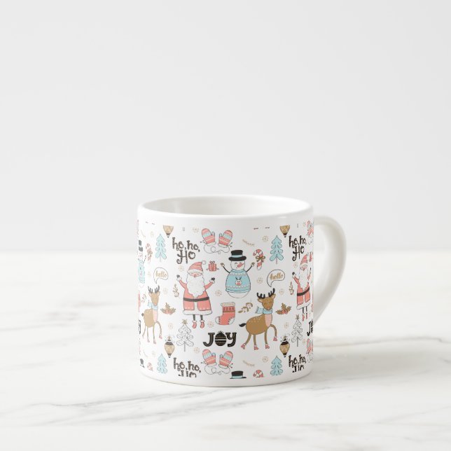 Santa, Snowman, Reindeer Pattern ID559 Espresso Cup (Front Right)