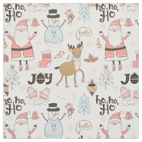 Santa Snowman Reindeer Pattern ID559 Fabric