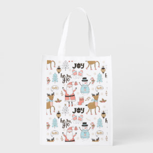 Santa, Snowman, Reindeer Pattern ID559 Grocery Bag