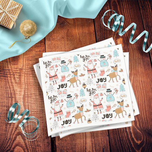 Santa Snowman Reindeer Pattern ID559 Napkins