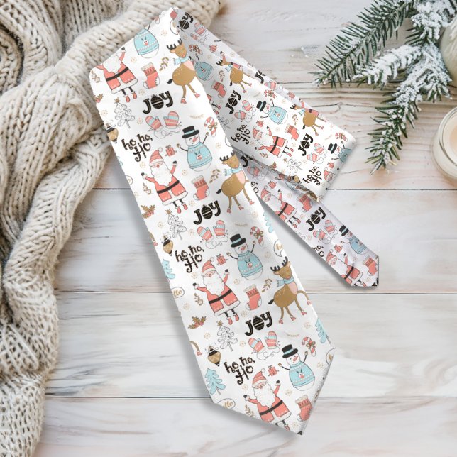 Santa, Snowman, Reindeer Pattern ID559 Neck Tie (Creator Uploaded)