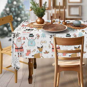 Santa, Snowman, Reindeer Pattern ID559 Tablecloth