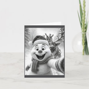 Santa Snowman Reindeer Taking A Selfie Photo Chris Card