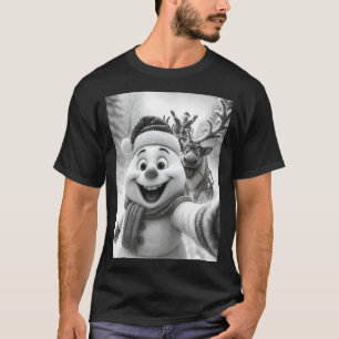 Santa Snowman Reindeer Taking A Selfie Photo Chris T-Shirt