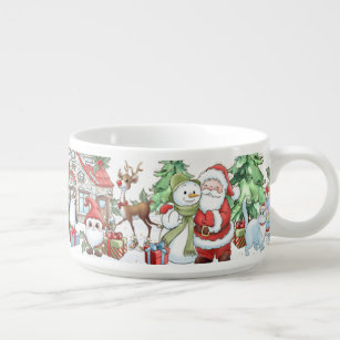 Santa Snowman Rudolph Penguin Christmas Bowl