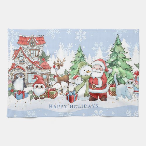Santa Snowman Rudolph Penguin Christmas Kitchen Towel