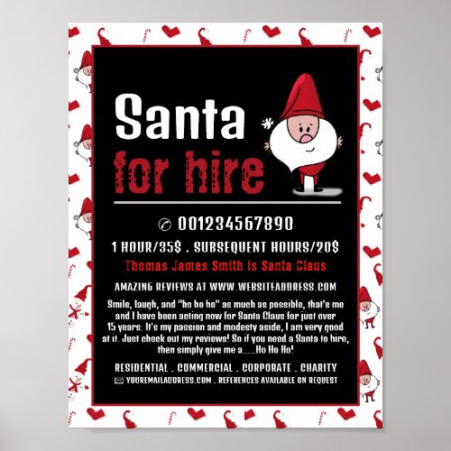 Santa  Snowman Santa Claus Entertainer Advert Poster