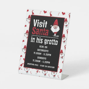 Santa & Snowman, Santa Claus Visitor Hours Pedestal Sign