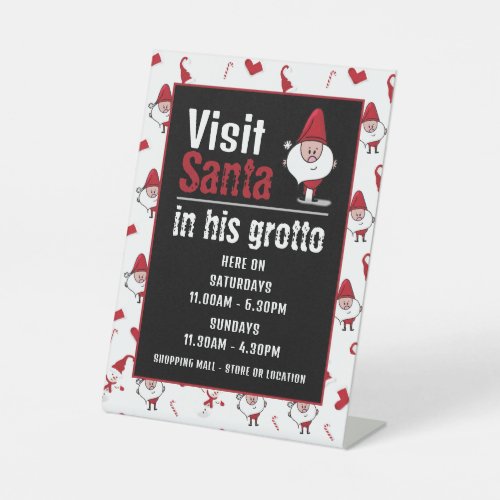 Santa  Snowman Santa Claus Visitor Hours Pedestal Sign