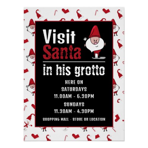 Santa  Snowman Santa Claus Visitor Hours Poster