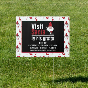 Santa & Snowman, Santa Visitor Hours Grotto Sign