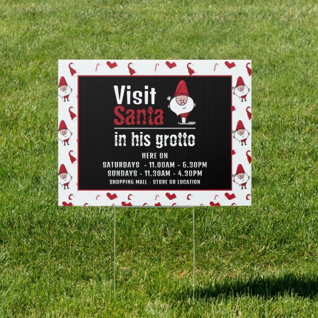 Santa & Snowman, Santa Visitor Hours Grotto Sign (Insitu)