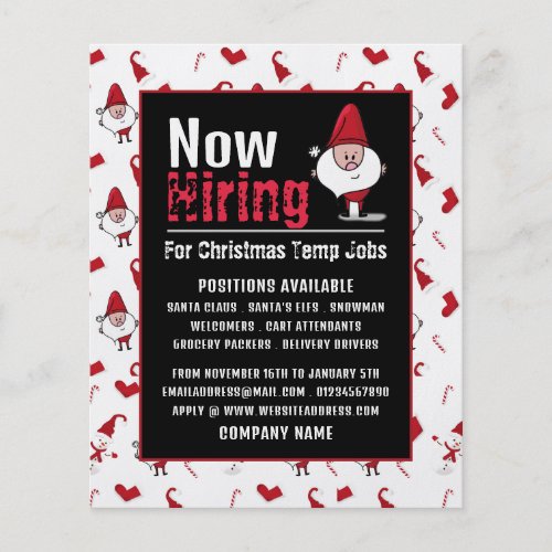 Santa  Snowman Seasonal Recruitment Advertising Flyer