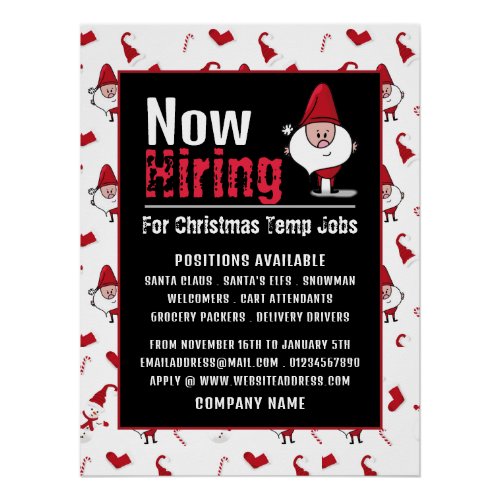 Santa  Snowman Seasonal Recruitment Advertising Poster