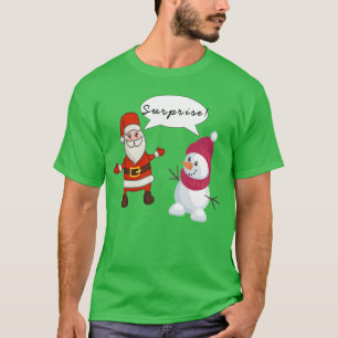 Santa Snowman Shock Surprise Christmas Humor T-Shirt