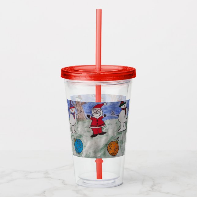 Santa & Snowmen Acrylic Tumbler (Front)