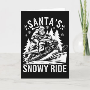 Santa Snowmobile Riding Snowmobiling Christmas Card