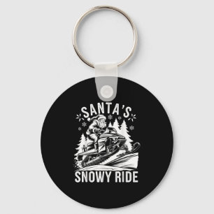 Santa Snowmobile Riding Snowmobiling Christmas Keychain