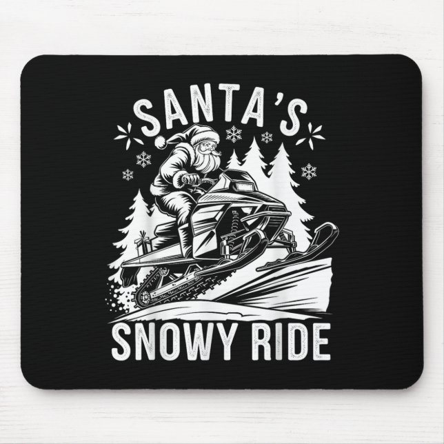 Santa Snowmobile Riding Snowmobiling Christmas  Mouse Pad (Front)