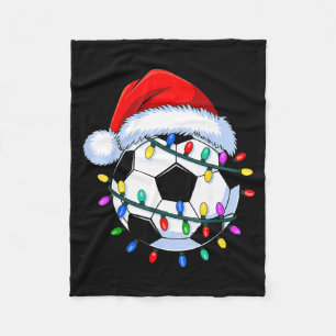 Santa Soccer Ball Christmas Soccer Fleece Blanket