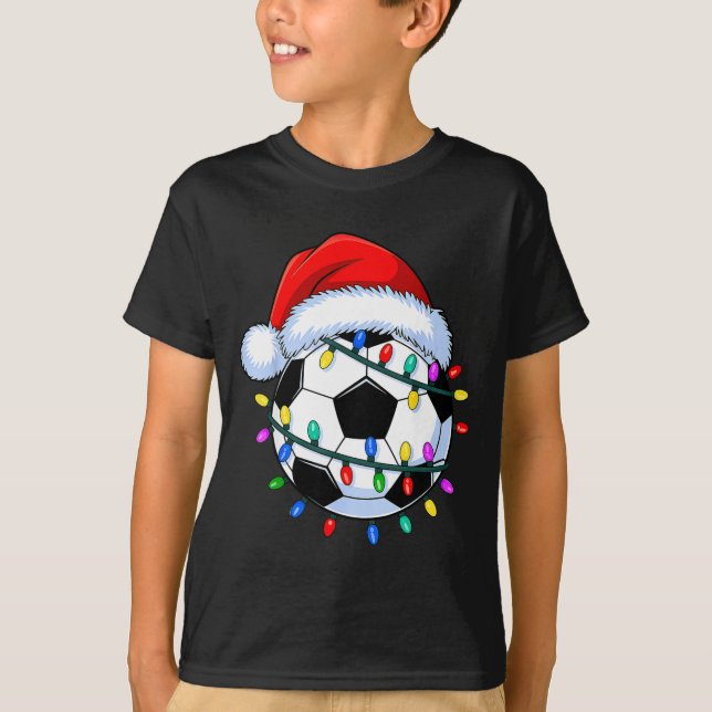 Santa Soccer Ball Christmas Soccer  T-Shirt (Front)