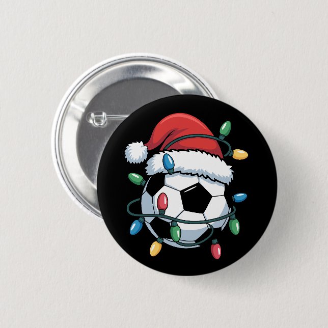 Santa Soccer Ball Sports Christmas Soccer Player Button (Front & Back)