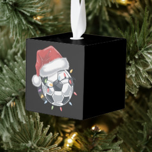 Santa Soccer Ball Sports Christmas Soccer Player  Cube Ornament