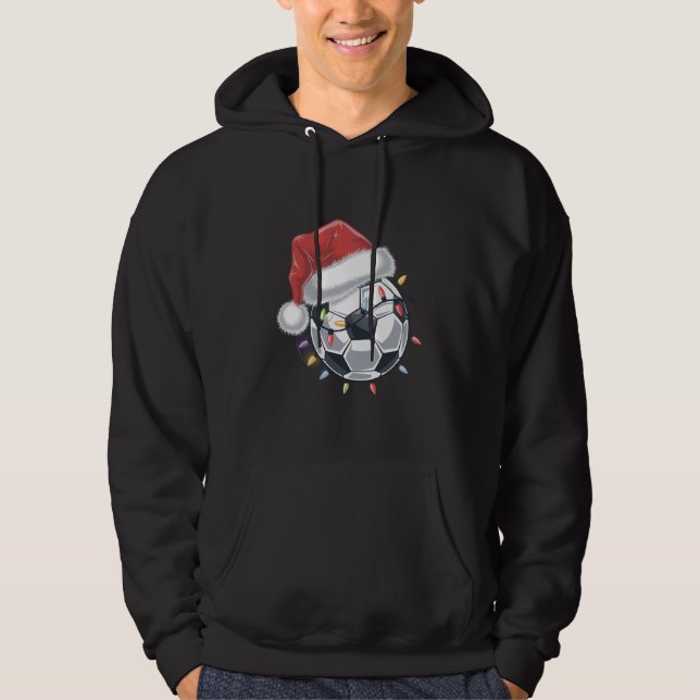 Santa Soccer Ball Sports Christmas Soccer Player  Hoodie (Front)