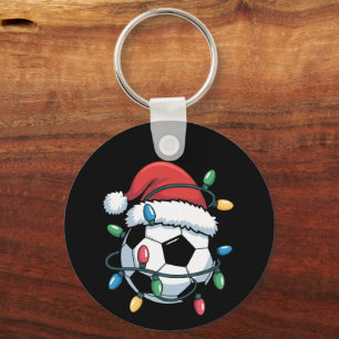 Santa Soccer Ball Sports Christmas Soccer Player Keychain