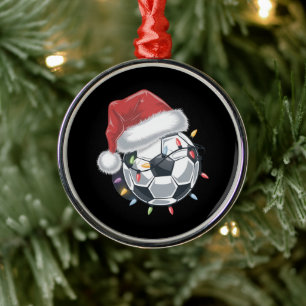 Santa Soccer Ball Sports Christmas Soccer Player Metal Ornament