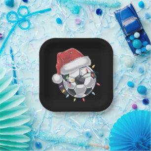 Santa Soccer Ball Sports Christmas Soccer Player  Paper Plates