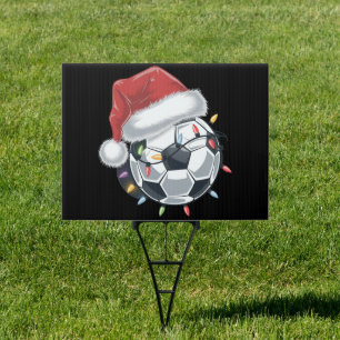 Santa Soccer Ball Sports Christmas Soccer Player Sign