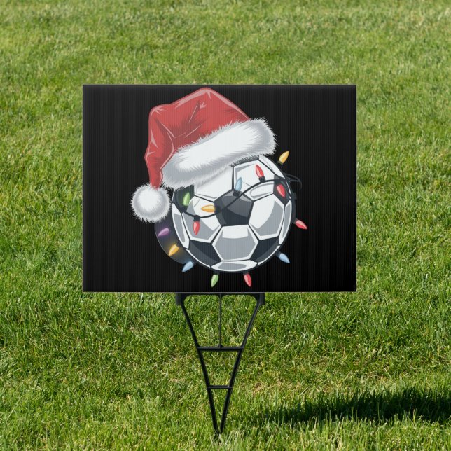 Santa Soccer Ball Sports Christmas Soccer Player  Sign (Insitu)