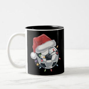 Santa Soccer Ball Sports Christmas Soccer Player Two-Tone Coffee Mug